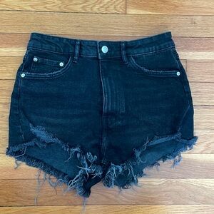 Zara black distressed mini shorts